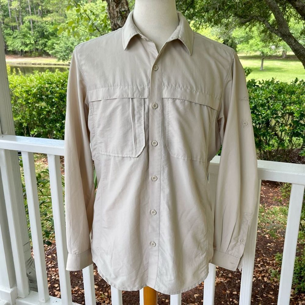 Kathmandu cream Roll sleeve camp Shirt. Size Medium.